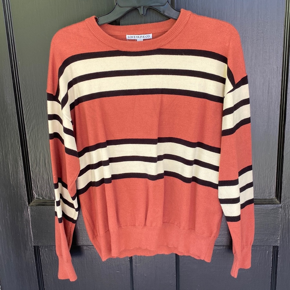 Love Olive Co Rust Stripe Sweater